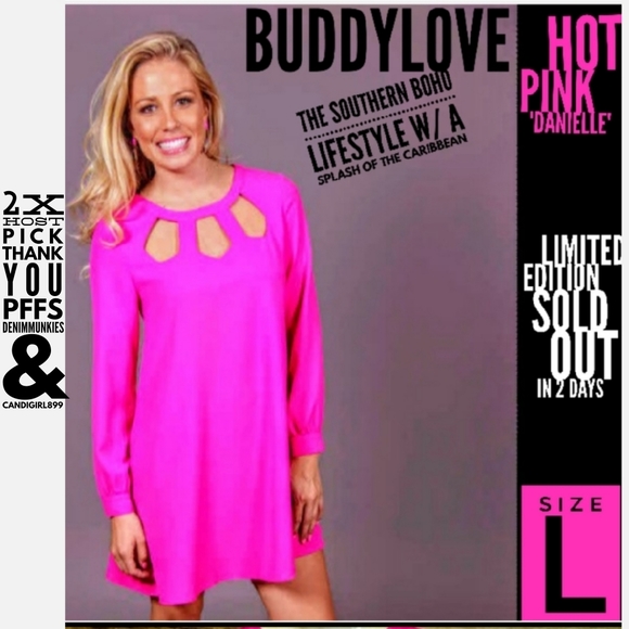 Buddy Love Dresses & Skirts - Buddy Love Dress Size L Hot Pink Danielle Nwot